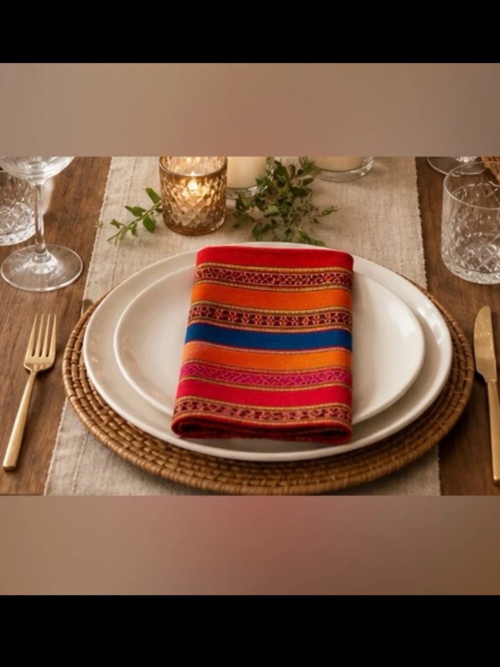 Vibrant Multicolor Striped Cotton Dinner Napkins - Set of 8